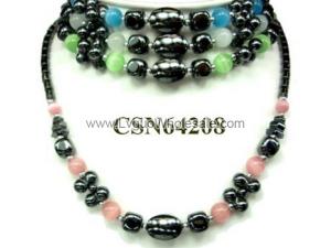 Colored Opal Beads Hematite Round Beads Stone Chain Choker Fashion Women Necklace